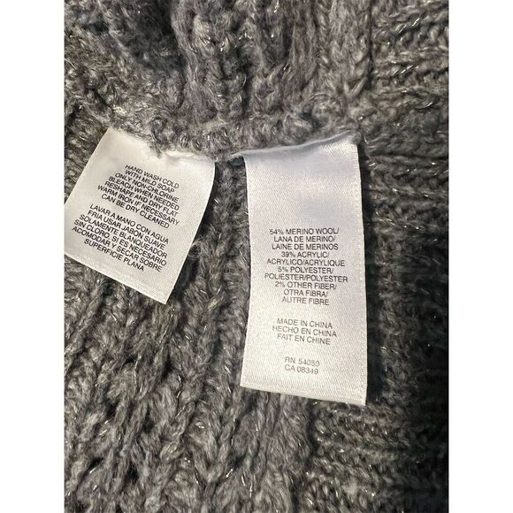 Elisabetta Collection Women's Gray Ruffled Cardigan Sweater Size M - Picture 6 of 6